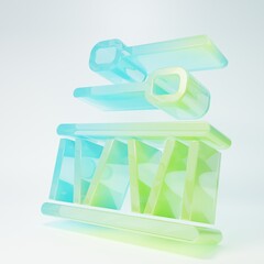 Frosted glass Drum with drum sticks icon isolated on white background. Music sign. Musical instrument symbol. Minimalism concept. 3D render illustration