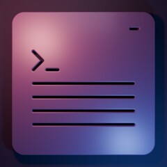 Purple Software, web developer programming code icon isolated on purple-blue background. Javascript computer script random parts of program code. Minimalism concept. 3D render illustration