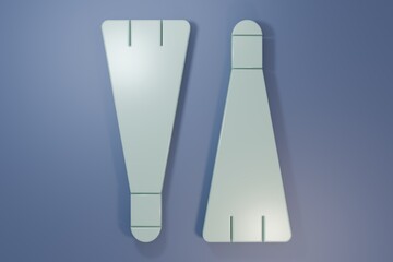 Grey Rubber flippers for swimming icon isolated on purple-blue background. Diving equipment. Extreme sport. Diving underwater equipment. Minimalism concept. 3D render illustration © Oksana