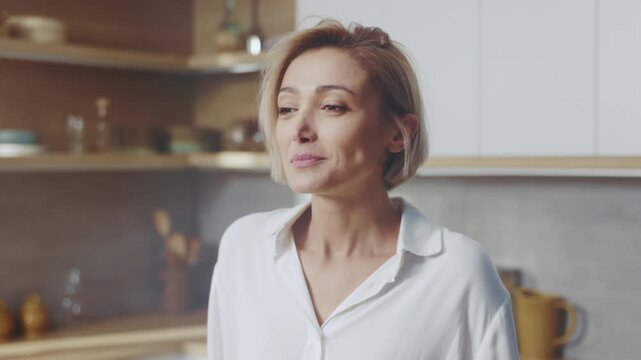 Woman enjoys flavorful meal quietly, Calm woman experiences pleasure during mindful food tasting ritual