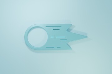 Blue Comet falling down fast icon isolated on blue background. Minimalism concept. 3D render illustration © Vadim