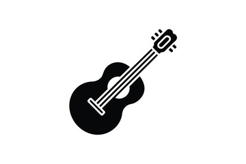 Fototapeta premium A stylized black silhouette of an acoustic guitar represents music.