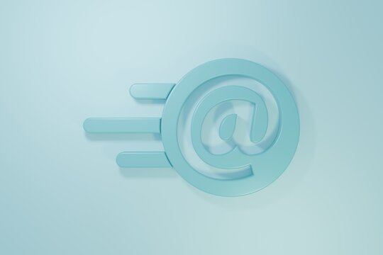 Blue Mail and e-mail icon isolated on blue background. Envelope symbol e-mail. Email message sign. Minimalism concept. 3D render illustration
