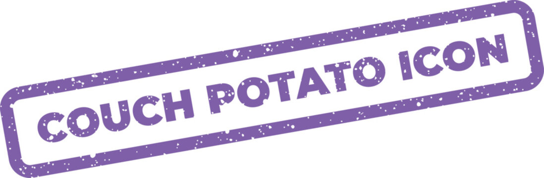 A graphic illustration of a distressed stamp featuring the recognizable text Couch Potato Icon for casual themes