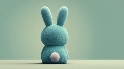 Adorable pastel bunny 2D cartoon illustration featuring a back view that elegantly emphasizes curved hindquarters and elongated ears in a vibrant style