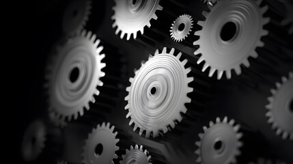 Mindful Mechanisms: Minimalist Depiction of Interlocking Gears as Symbols of Cognitive Problem-Solving and Innovation in a Modern Abstract Design