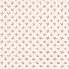 Fototapeta premium Small pink floral bouquet seamless pattern on light beige background. Classic romantic design ideal for textiles, gift wrap, stationery and shabby chic decor.