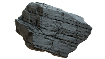Large gray rock with visible layers and cracks on transparent background © Muzamil