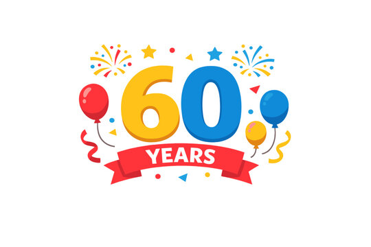 Vector design template for a sixty-year celebration event and 60-year anniversary sign