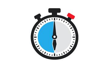 Icon of a 60‑minute timer, stopwatch, or countdown, symbolizing time measurement, featuring a chronometer, presented as a  vector illustration on a white background