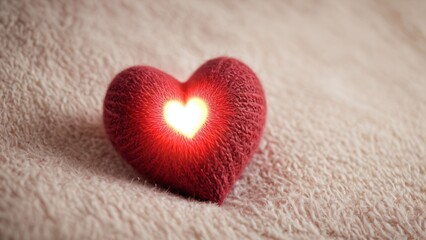 Fototapeta premium Small Red Heart on Soft Surface