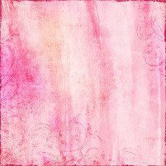 Fototapeta premium Soft pink distressed background with ornamental flourishes. Feminine vintage texture perfect for greeting cards, wedding designs and scrapbook layouts.