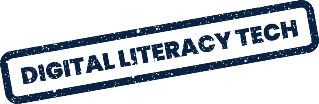 Authentic grunge style stamp emphasizing digital literacy skills and proficiency in modern technology education
