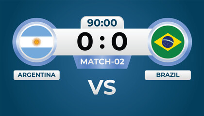 Professional soccer match scoreboard template for international football game © Huq