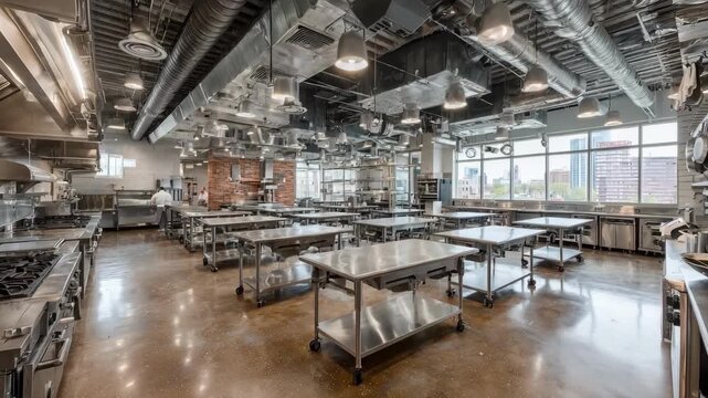 Contemporary galleystyle shared kitchen showcasing efficient layout with parallel counters maximizing workflow for multiple cooks in a compact area.
