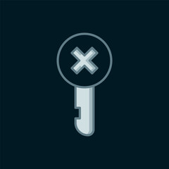 Line Wrong key icon isolated on black background. Flat filled outline style with shadow. Vector