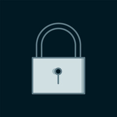 Line Lock icon isolated on black background. Padlock sign. Security, safety, protection, privacy concept. Flat filled outline style with shadow. Vector