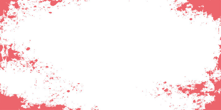 Red grunge frame with blood paint splashes and ink splat texture vector illustration for a dirty watercolor art banner design