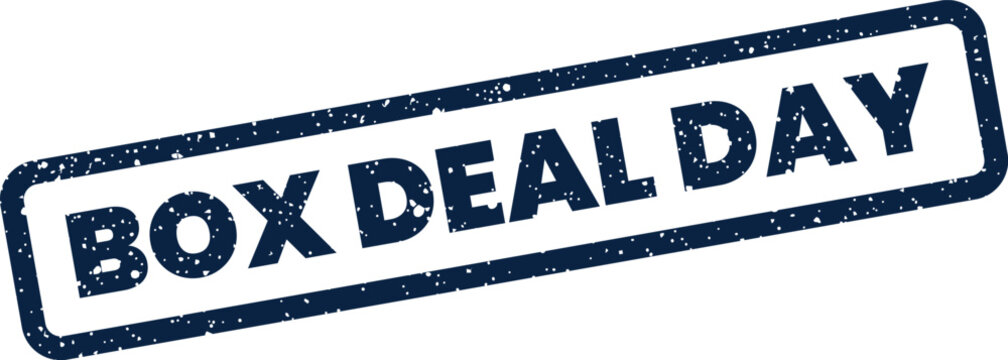 Distressed box deal day stamp with grunge effect, excellent for promoting daily sales events