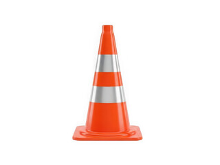 Orange traffic cone with reflective stripes isolated on transparent background transparent background