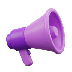Purple megaphone with a sleek modern design isolated on transparent background transparent background