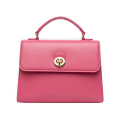 Stylish pink handbag with gold clasp isolated on transparent background transparent background