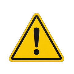 Yellow triangular warning sign with exclamation mark symbol transparent background