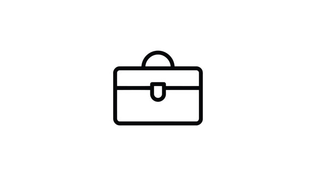 Simple black line illustration of a briefcase on white background.