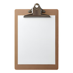 A wooden clipboard with a blank white paper attached, ready for notes.