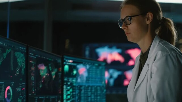 Medium shot of a researcher compiling data from diverse online sources highlighting comprehensive digital background checks through multiple platforms.