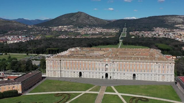 Beautiful video from above of the Royal Palace of Caserta. Italy 1752