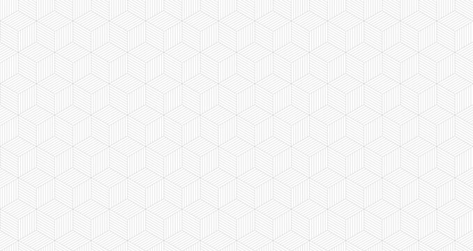 Seamless isometric cube geometric pattern with fine line shading, minimal monochrome hexagonal texture creating a modern structured background surface.