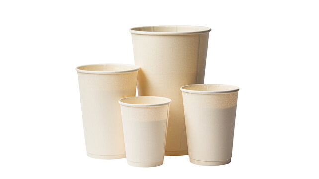 Set of eco-friendly paper cups in different sizes for hot beverages