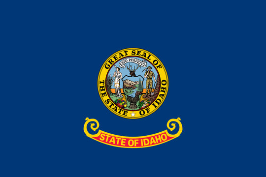 Idaho state flag 3-2 ratio. Part of The United States of America. Clean design for print, web, or educational use. Vector illustration.