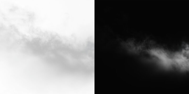 Floating white smoke mist texture isolated on transparent background. Fog overlay effect, cloudy haze rising, steam vapor swirl, dreamy mist explosion. Soft white smog blur effect gas on a transparent