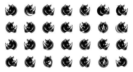 Set of Rhino Vector Illustration © Pixern