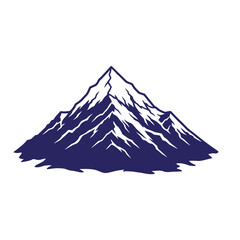 Snowy mountain peak with rugged terrain and white snow patches on dark blue mountain range