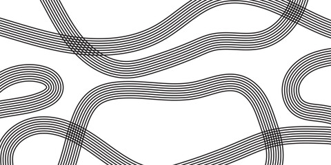 Minimalist abstract line art background, black and white wavy geometric pattern, modern fluid curved lines texture for web design and print © Polygonal