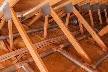 Roof Structure and Duct Work in an Attic Space
