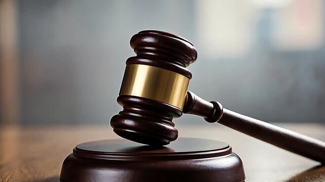 Wooden judge gavel resting on its block, positioned for fair judgment and decision making in legal proceedings