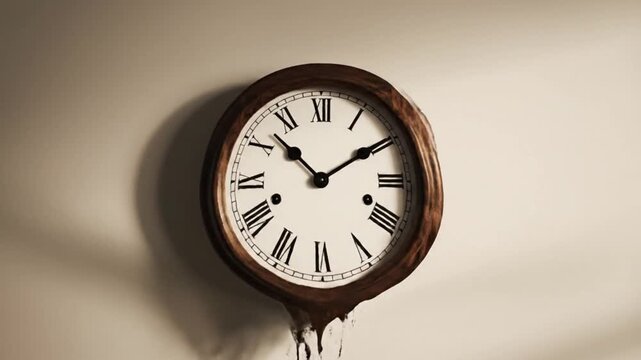 Wall Clock Showing Different Times Closeup.