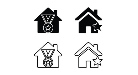Obraz premium House award and rating icons displayed in black and white.