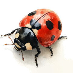 Ladybug, watercolor with intricate brush textures and gentle highlights, isolated on a white background. © lunaris