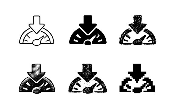 Set of icons representing speed reduction or decrease in performance metrics