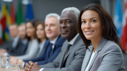 Obraz premium Diplomatic meeting corporate photography scene