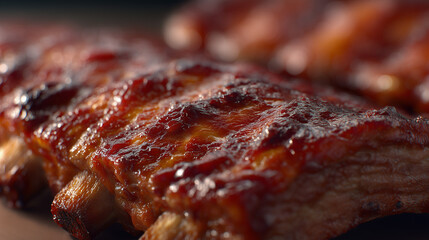 Smoked ribs macro food detail 