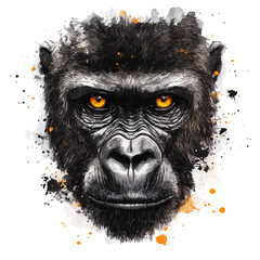 watercolor of Gorilla, vector clipart, isolated on a white background. © lunaris