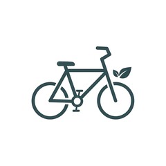 A simple line drawing of a bicycle with a leaf on the back wheel