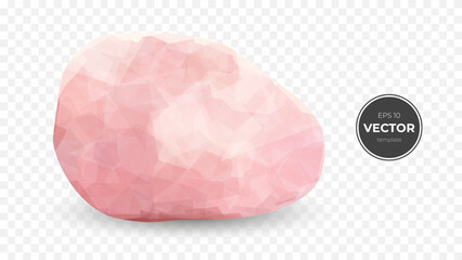 A soft pink abstract rock rendered in a low-poly style against a transparent background.