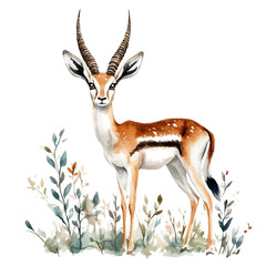 watercolor of Gazelle, vector clipart, isolated on a white background. © lunaris